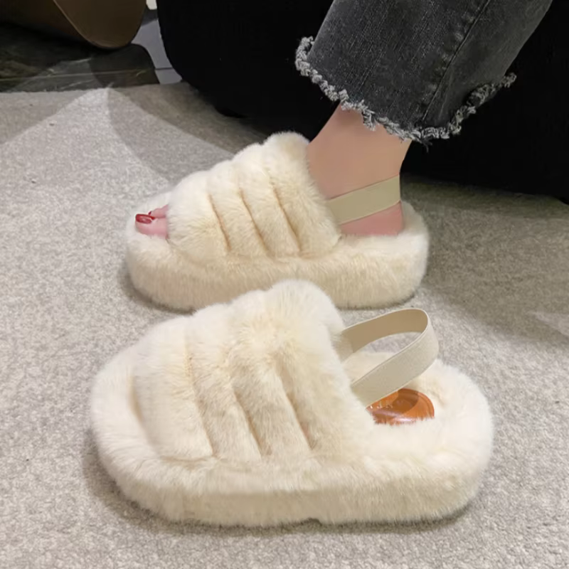 Fluffy slippers - Lyxiga, mjuka tofflor med platå
