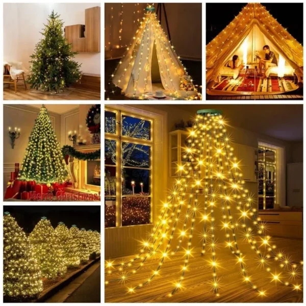 Christmas Tree Waterfall Lights with Ring - Den bästa belysningen för din julgran - Bild 5