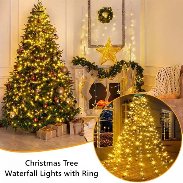 Christmas Tree Waterfall Lights with Ring - Den bästa belysningen för din julgran - Bild 3